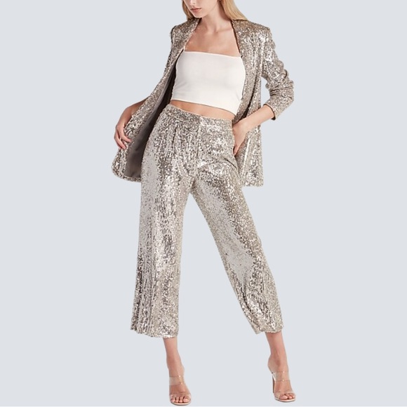 Express Sequin Cropped High Rise Pants - Picture 1 of 7